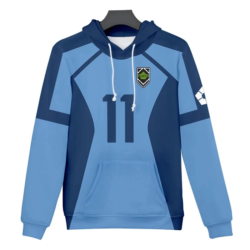 Толстовки с 3D принтом аниме Blue Lock для мужчин и женщин, толстовки с капюшоном большого размера, пуловеры с капюшоном, спортивный костюм в стиле Харадзюку, мужская одежда