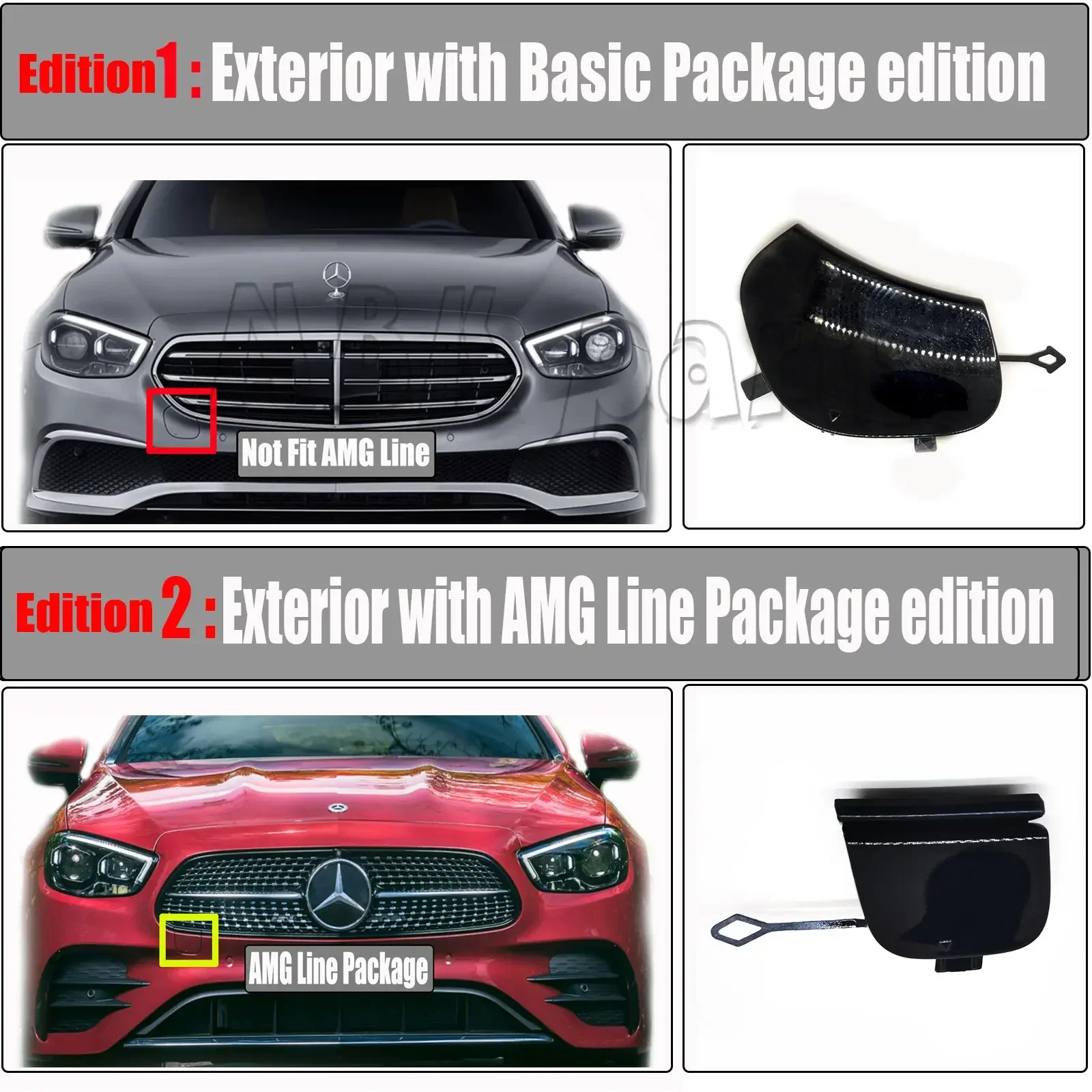 

Fit 20-23 Mercedes-Benz E-class W213 Sedan S213 Wagon E200 E250 E350 E400 E550 E63 Front Tow Eye Hook CAP Cover