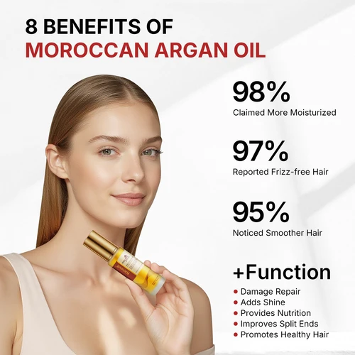 Imagen 2 del producto Aceite para el cabello Karseell para curación del cabello, prensado en frío, sin peso, aceite de argán marroquí, suero para nutrir y reparar el cabello dañado