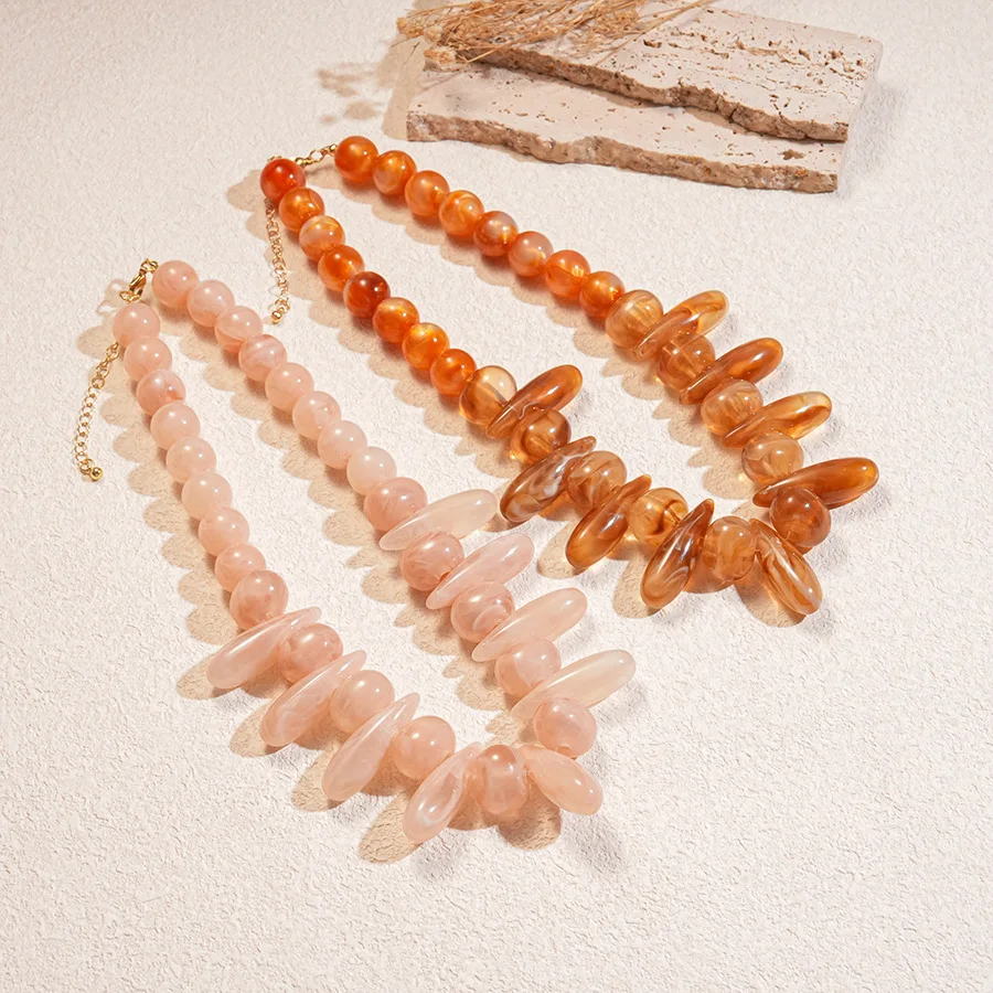 Exaggerated Acrylic Waterdrop Round Beads Choker Necklace for Women Fashion Mix-Color Geometric Necklace Party Jewelry Gifts