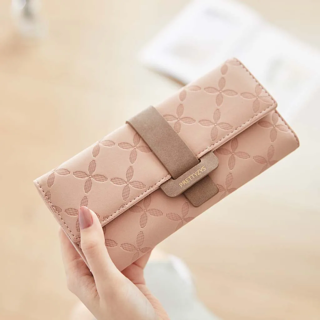 Checkbook Wallets For Men Women'S Fashion Buckle Wallet Multi-Card Long Wallet Personality Large Purse With Wallet Set For Women