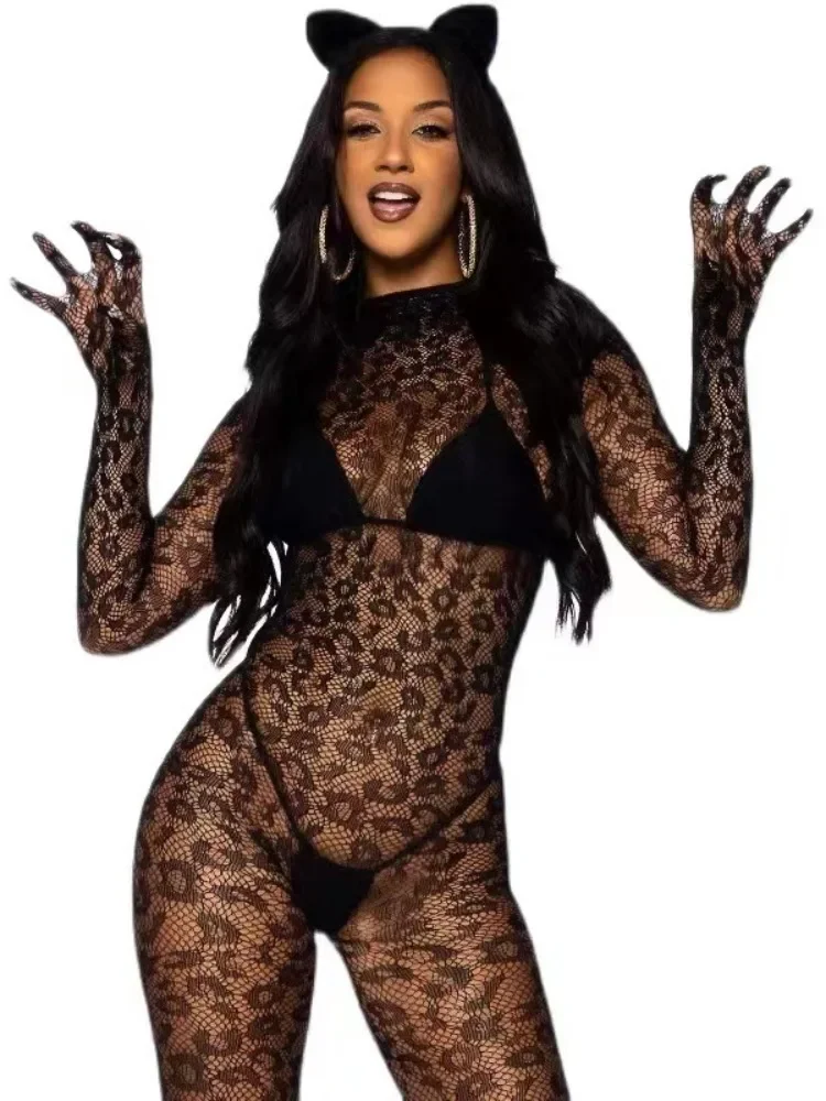 مثير المرأة الجسم الجوف خارج المثيرة الدمى Catsuit مفتوحة المنشعب ملابس خاصة شبكة صيد السمك العاطفة موحدة جوارب الجسم الملابس الداخلية ازياء