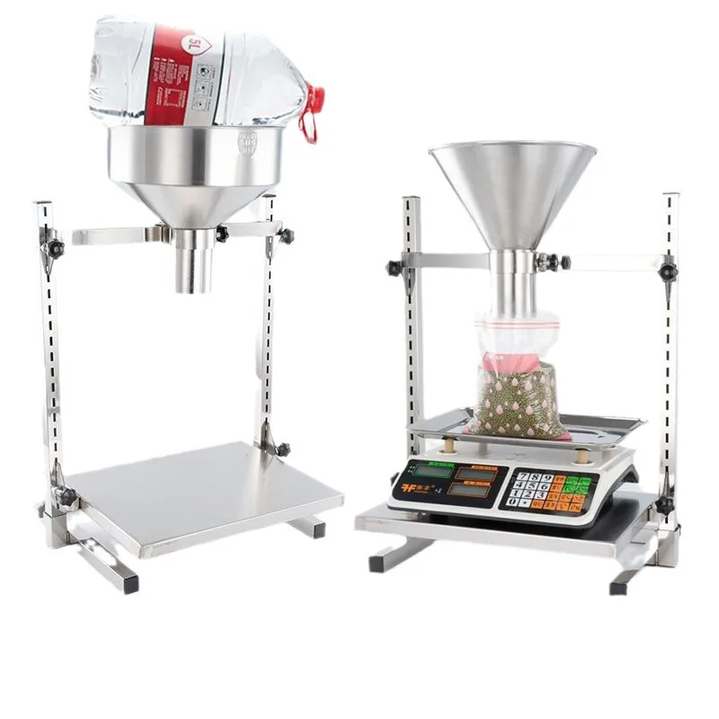 Stainless steel large diameter hopper packing vacuum bag oil-proof switch bagging hopper sub-packaging artifact hopper with brac
