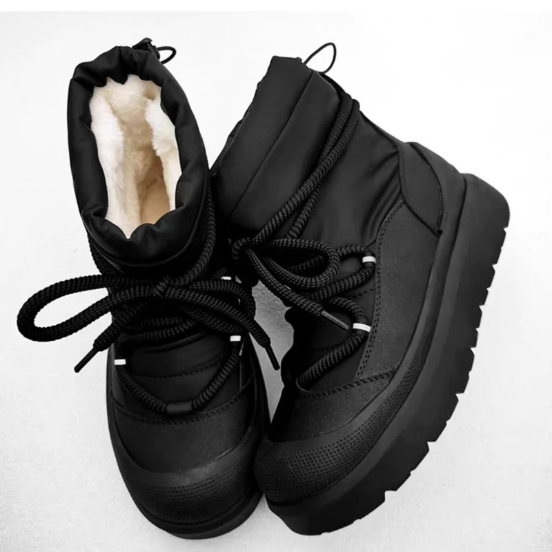 

2025 Winter Concise Solid Men's Plush High Top Thick Soled Snow Boots Fashion Versatile Warm Soft Comfortable Hairy Cotton Boots