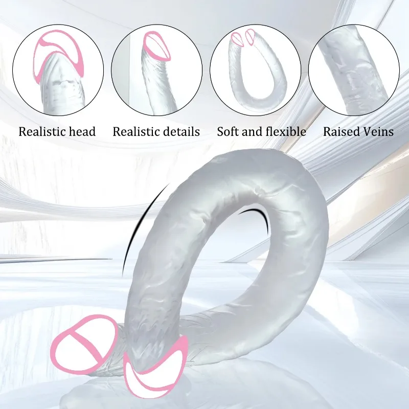 أدوات دسار طويلة مزدوجة الأطراف مثليه واقعية القضيب الإناث الاستمناء وهمية ديك المهبل الشرج الكبار الجنس لعب للنساء الرجال #3