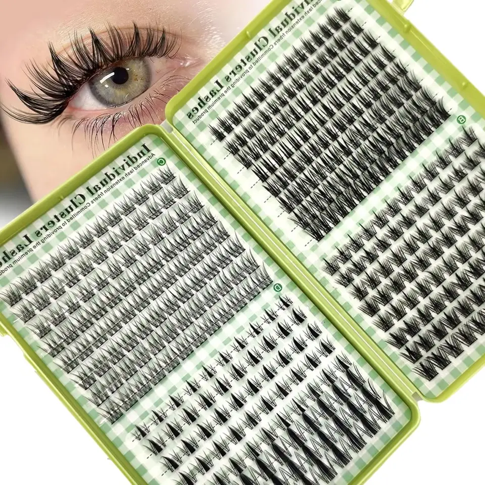 AMSDCN 512pcs Pestañas en racimo Naturales Manga Falsas Bandeja mixta DIY Extensión de pestañas Volumen Racimos Pestañas Alargadas 2