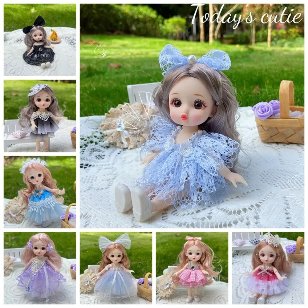 16 Cm Big Eyes Princess BJD Doll Movabl 13 Joints 16cm Bjd Doll Sweet Korean Makeup Look 13 Movable Joints Mini Girl Toy