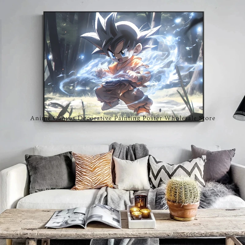 Anime Dragon Ball personaggio Goku Poster murale pittura su tela di alta qualità adatta per la decorazione della parete di casa pittura regalo