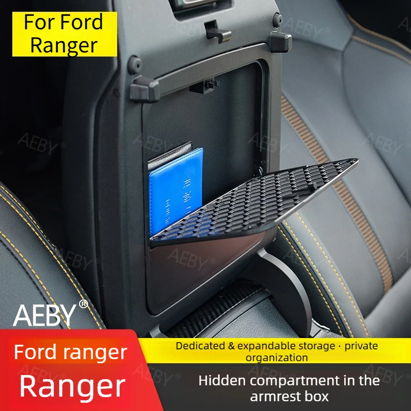 

For Ford Ranger 2022-2026 Center console organizer divider tray custom ABS,Hidden storage box partition board,Car interior