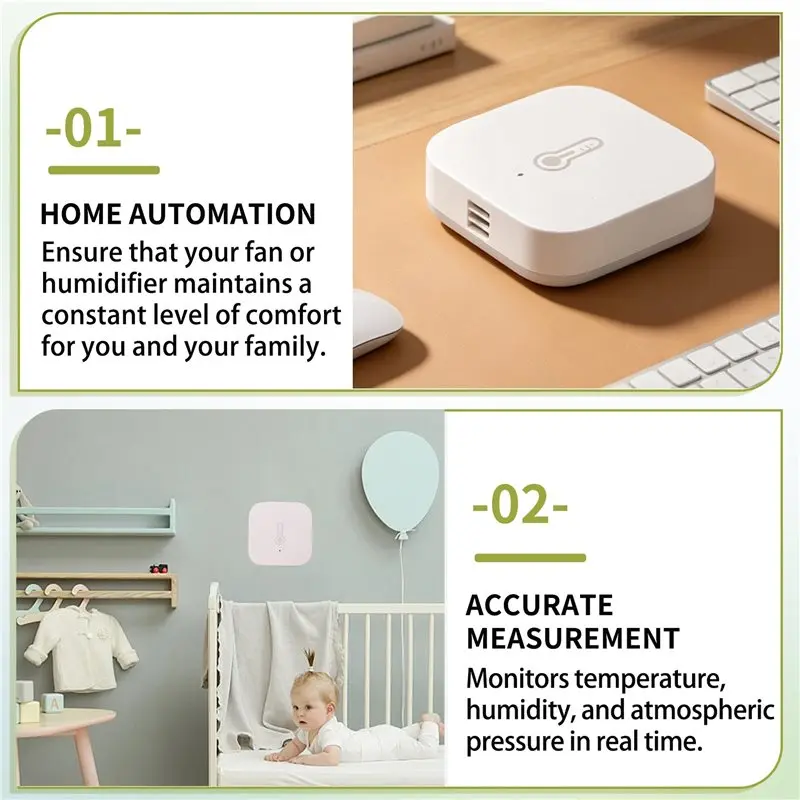 ABKW-Temperature Humidity Sensor Zigbee Smart Air Pressure Environment Sensor Smart Home For Mi Home APP