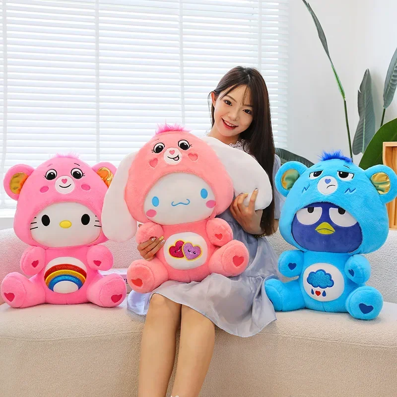 50cm Kawaii Cartoon Care Bears Cross-Dressing Hello Kitty Big Plush Toy Rainbow Bear Plush Doll Bedroom Pillow Kid Birthday Gift