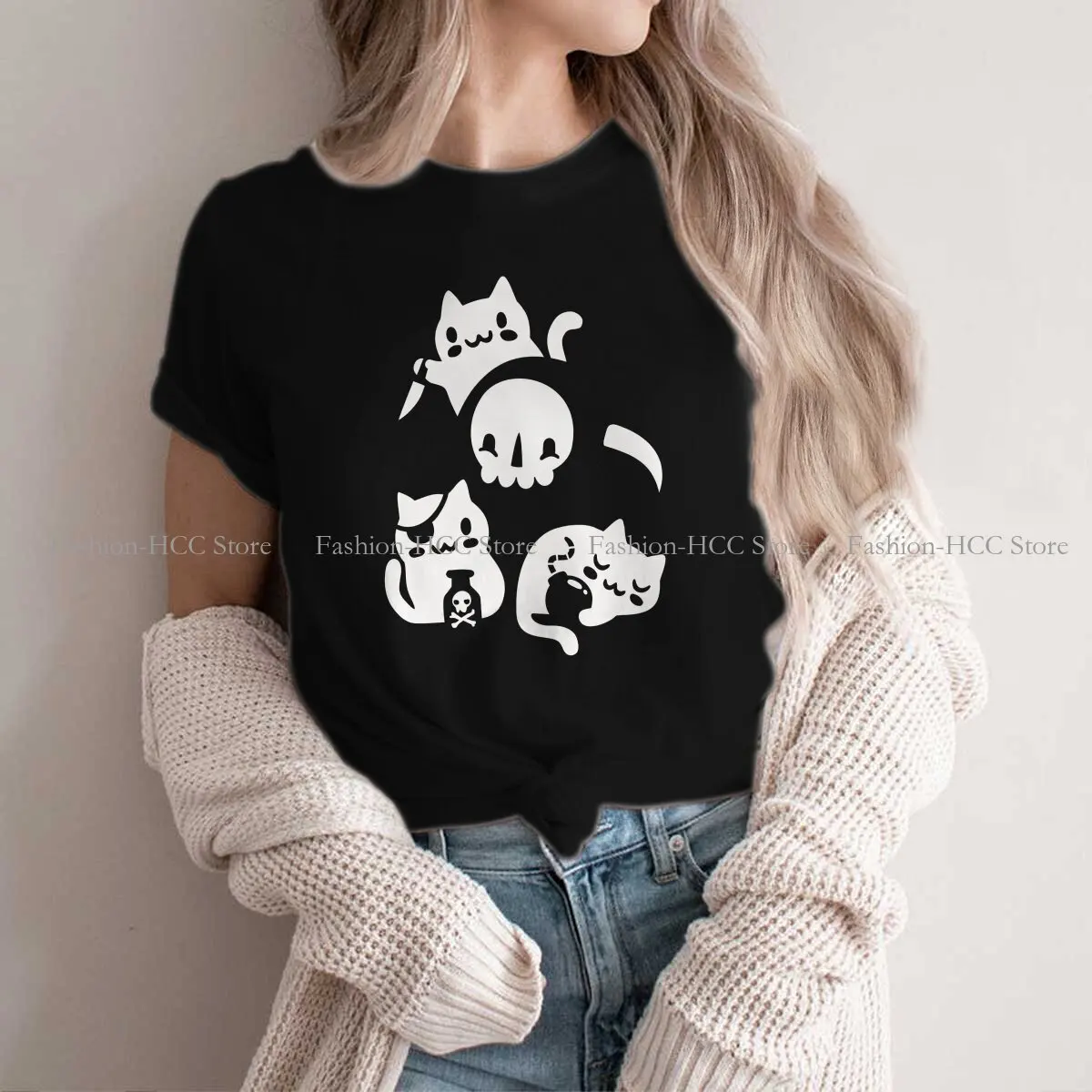 Deaths Little Helpers Casual TShirt Cat Printing Streetwear Comfortable T Shirt Female Short Sleeve