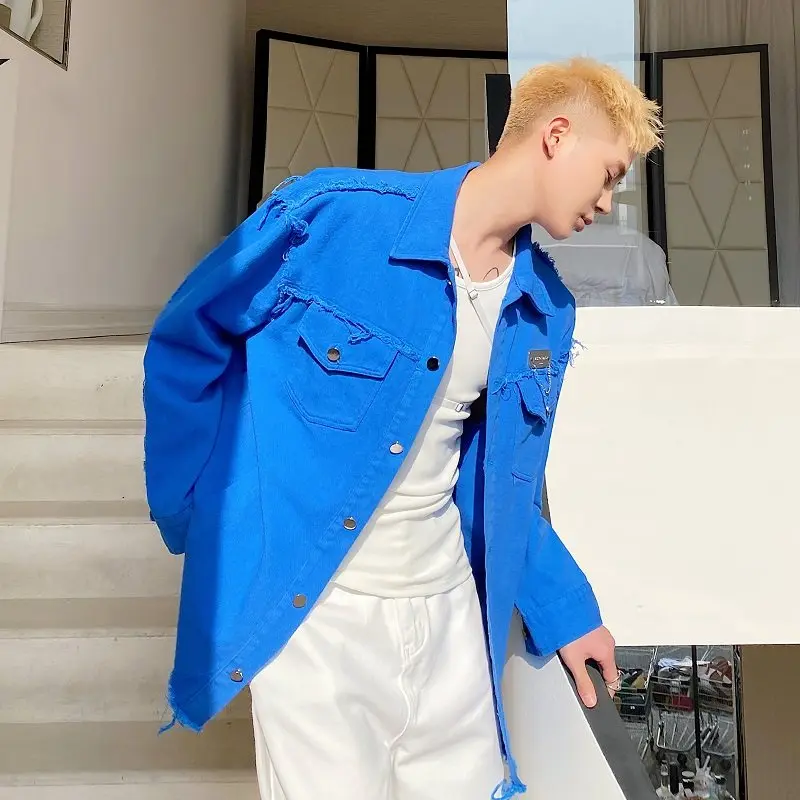 

Spring New Jackets For Men High Quality Korean Luxury Clothing Turn Down Collar Loose Men's Casual Jacket Single Breasted Coats