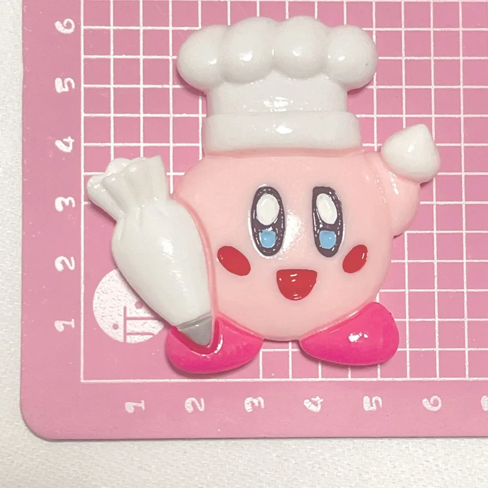 2Pcs Kirby cartoon resin flatback supplies diy kawaii resin accessories crafts materials scrapbooking embellishment