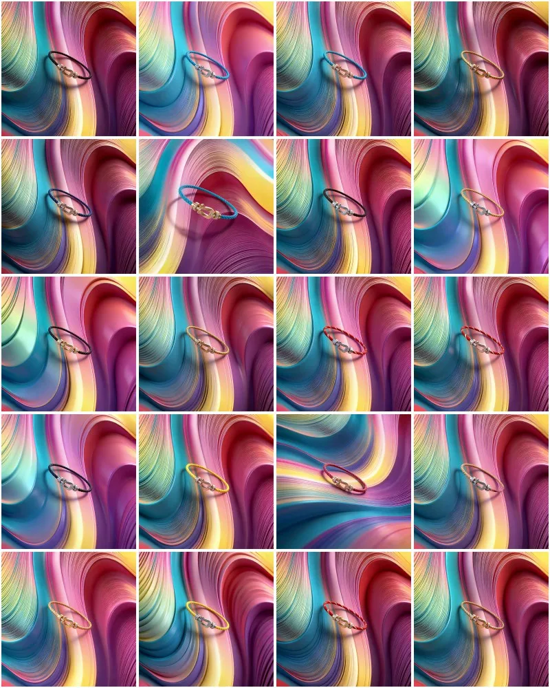 

Высококачественный браслет Fei Family - платиновый, большого размера - полностью инкрустированный бриллиантами - застежка в форме подковы - красная нить с символом знака зодиака.