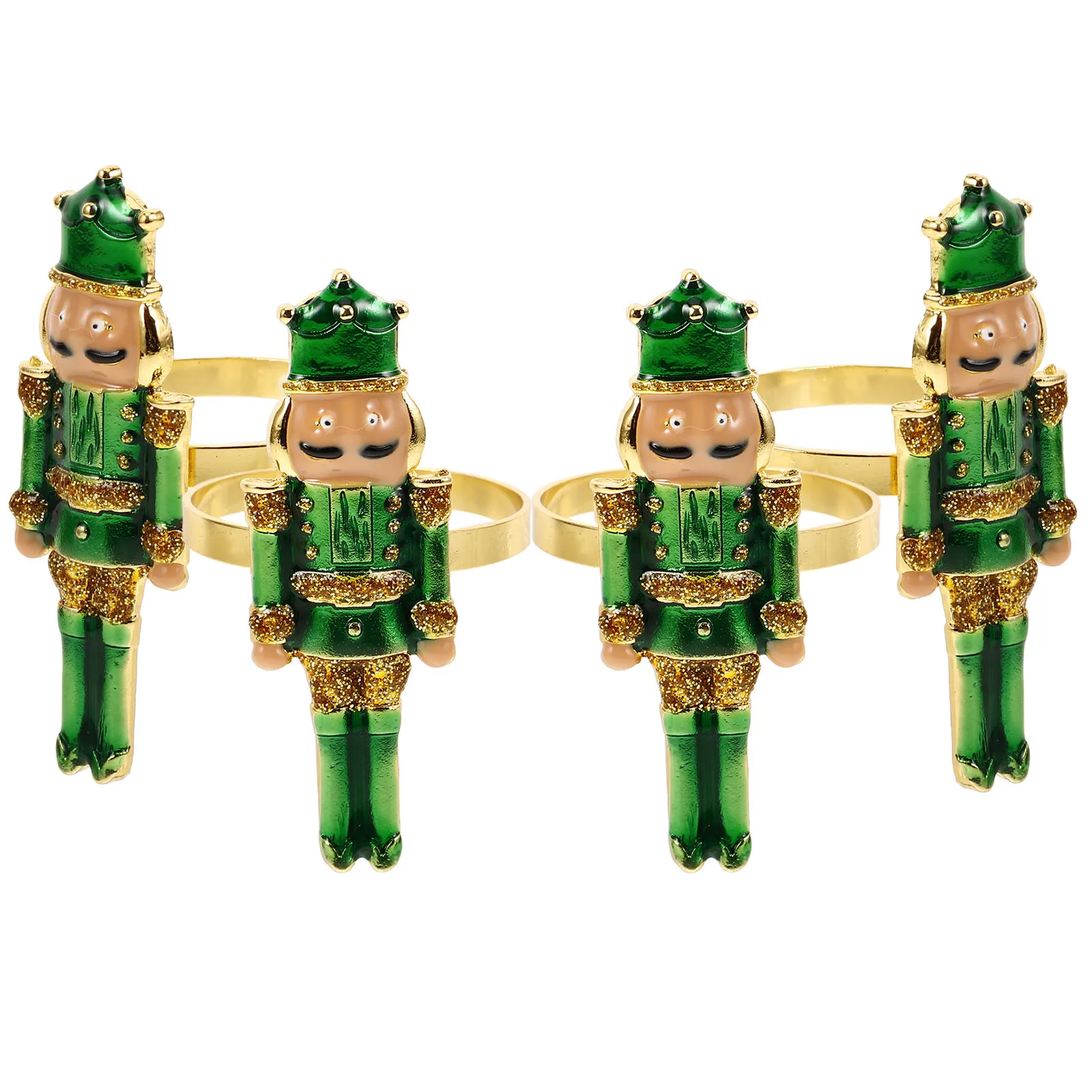 

4 Pcs Napkin Button Decoration Buckle Decors Holder Christmas Nutcracker Rings for Hotel Alloy Buckles