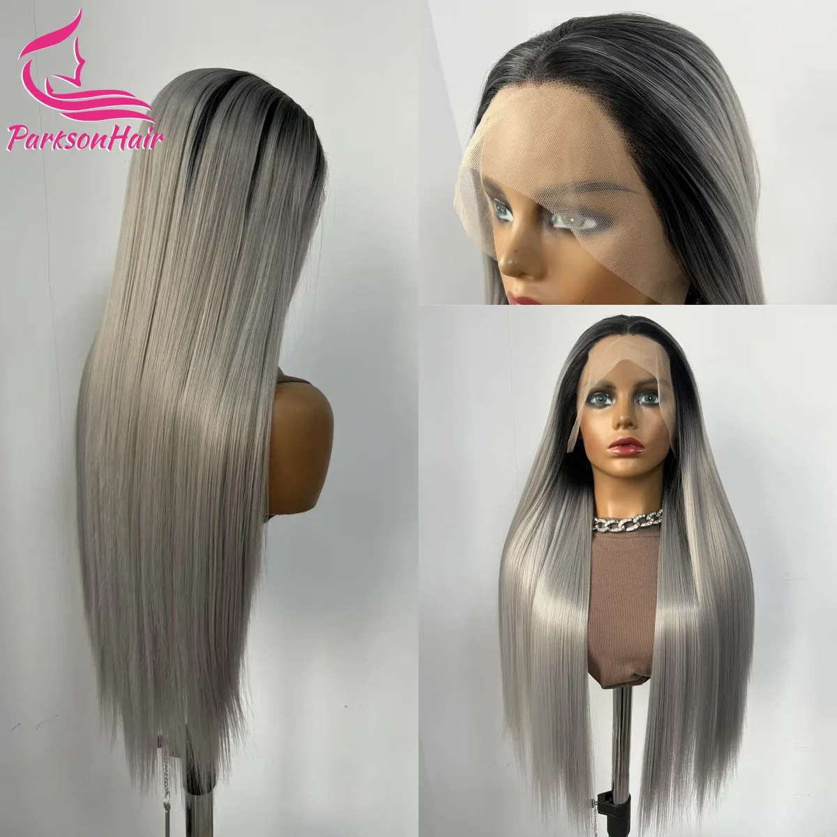 فضي رمادي الفيتنامية باروكة من شعر طبيعي الجسم موجة 13x6 HD الدانتيل الشفاف الجبهة قبل قطعها للنساء باروكة من شعر طبيعي جذور داكنة