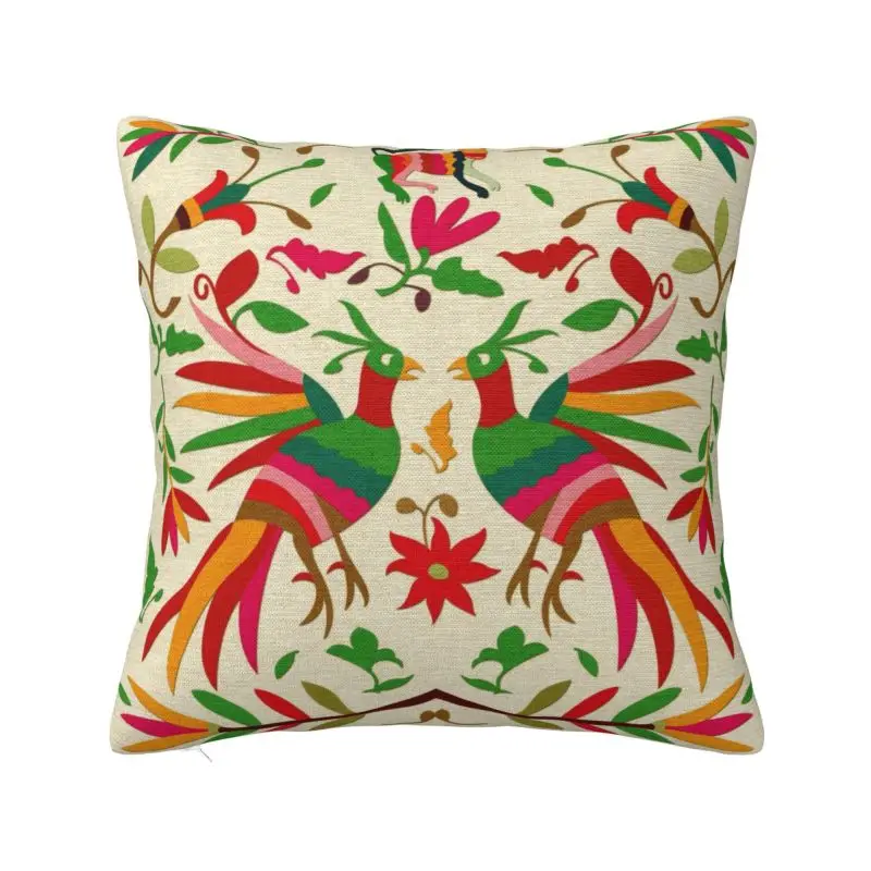 Mexican Flowers Embroidery Throw Pillow Covers Living Room Folk Floral Texture Cushion Decoration Salon Square Pillowcase
