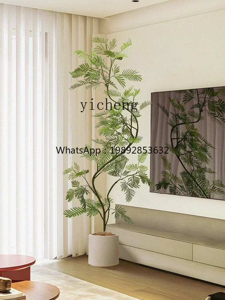 B1 simulación de planta verde Jacaranda Mimosifolia plantas simuladas de interior en maceta adornos de decoración de suelo