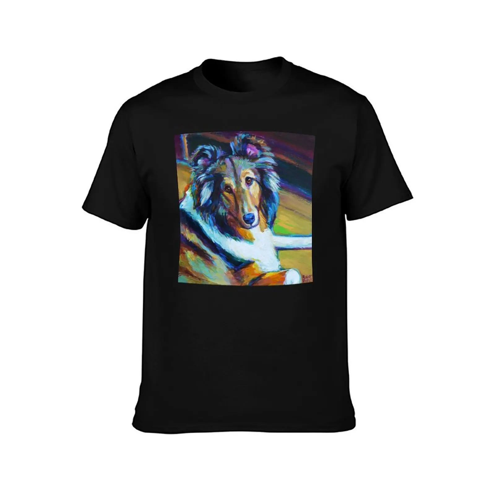 Colorful SHELTIE by Robert Phelps T-Shirt Vintage Print Crew Neck Tee