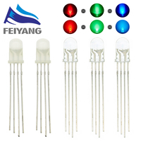 50PCS 5mm full-color LED RGB red/green/blue Common Cathode/Anode Four feet transparent highlight color light 5mm diode colorful