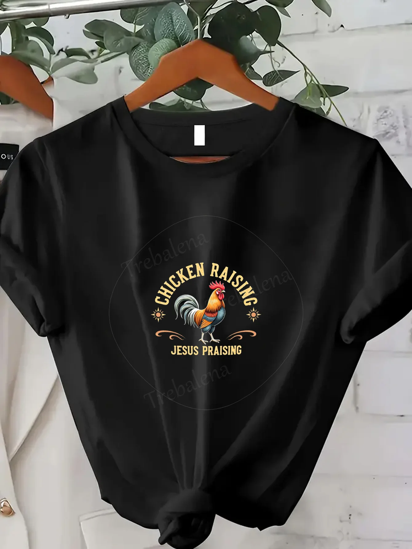 

Women T-shirt Chicken Raising Jesus Praise Women's Casual T-Shirt