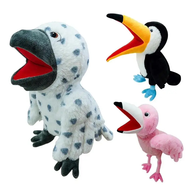 Hand Puppet Toy Kid's Bird Doll Comfort Toy Soft Short Plush Material Interactive ToyHand Finger Puppets Cartoon Plush Toy