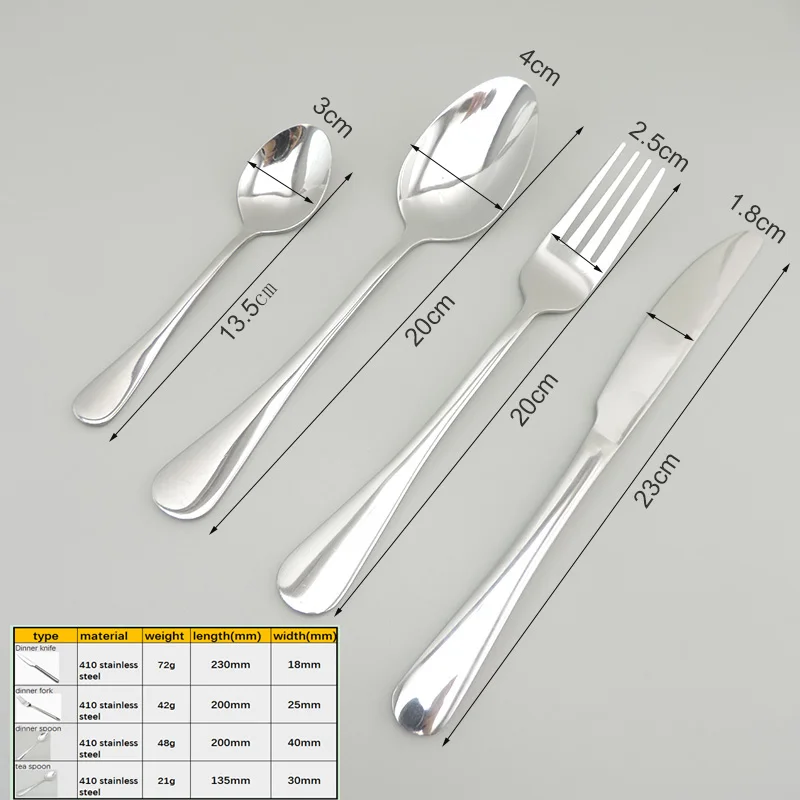 silver Dinnerware Set Luxury Cutlery Steel Set Quality Tableware spoon Knives Forks Dining Dinner Western Food Restaurant R23