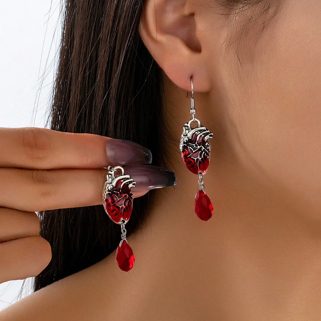 Creativity Bleeding Heart Earrings Red SeriesBlood Drop Witchcraft Gothic Vampire Ghost Witchcraft Jewelry Fashion Women Earring view 2