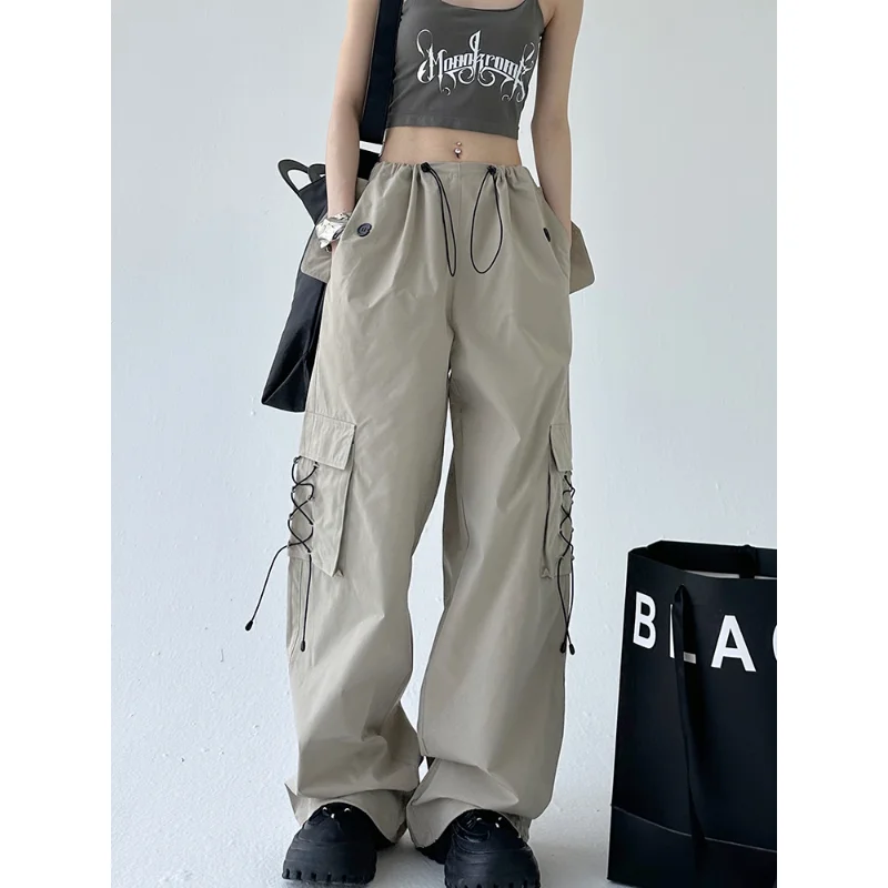 Pantalones de paracaídas Cargo Y2k para mujer, ropa de calle informal, pantalones holgados, Joggers Hippie, Harajuku, moda Coreana de los años 90