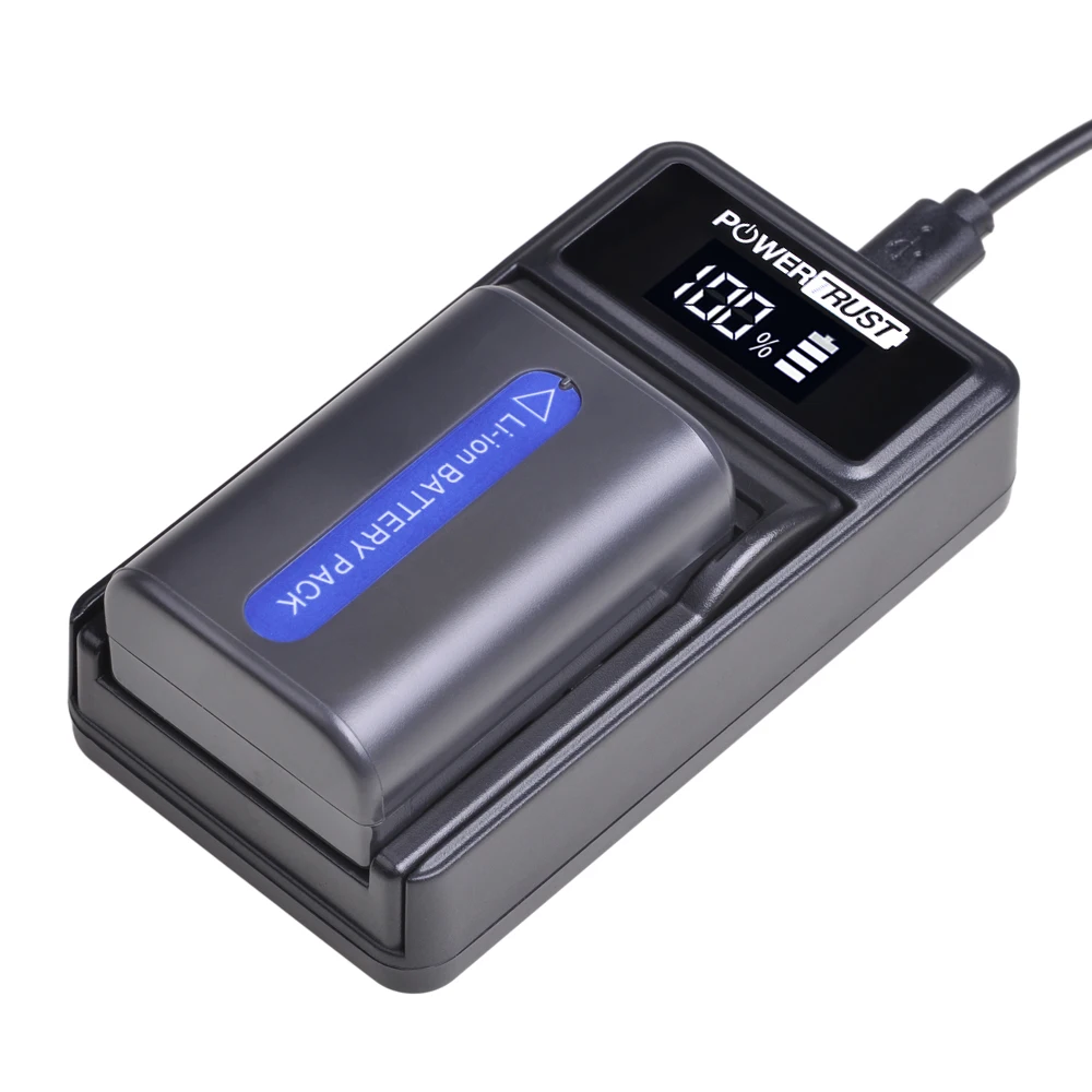 PowerTrust NP-FM50 NPFM50 Battery + LED USB Charger for Sony Sony DCR-PC101 A100 Series DSLR-A100 MVC-CD200 FM55H FM30 FM51 FM50