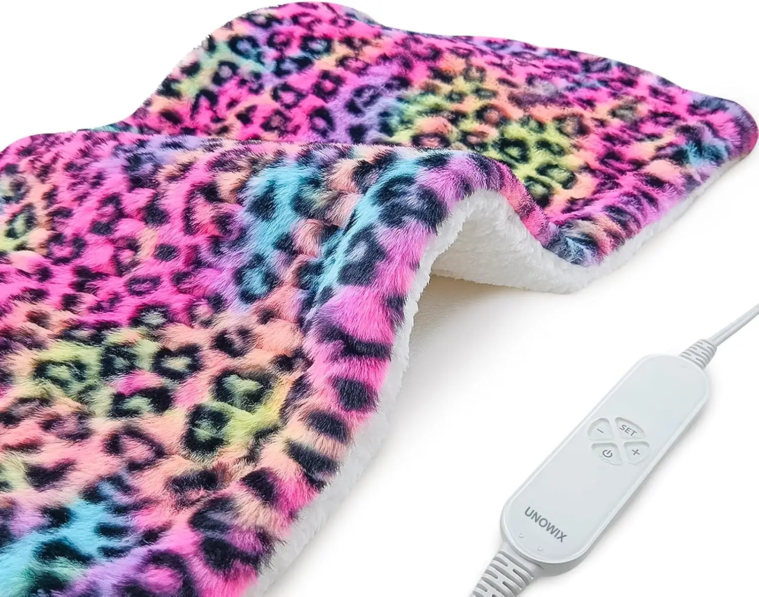 

Weighted Heating Pad for Back Pain Relief, Dry & Moist Heat, Auto Shut Off, Leopard Print 12x24 Inches