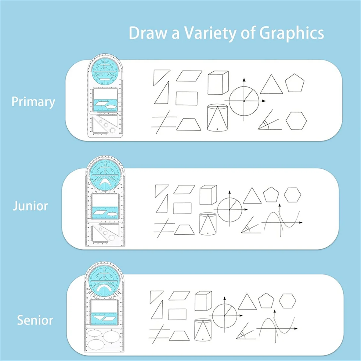 Multifunctional Geometric Ruler, Geometric Drawing Template, Measuring Tool Draft Rulers for School Office and Building