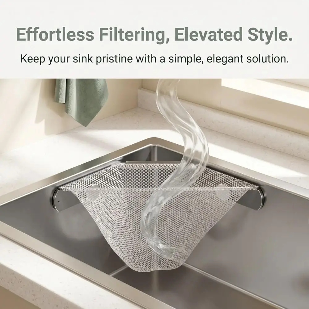 Metal Kitchen Sink Strainer Adhesive Mount Drain Protection Corner Sink Strainer Durable Food Scrap Strainer