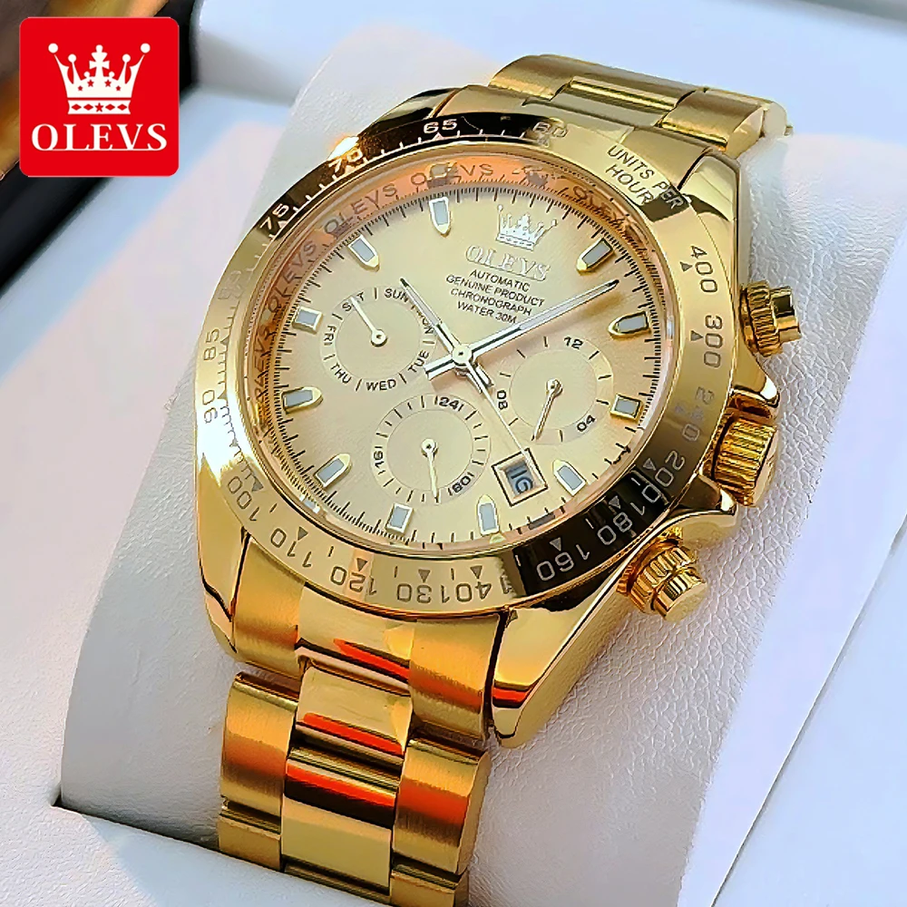 

OLEVS мужские часы лучший бренд класса люкс модный Oyster ремешок из нержавеющей стали оригинальные автоматические механические наручные часы водонепроницаемые