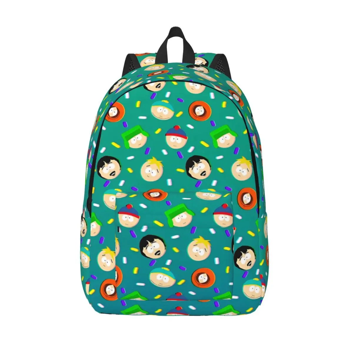 Souths Cartoon Parks Pattern Classical Backpack with Pocket Student Hiking Travel Daypack Men Women Laptop Computer Canvas Bags