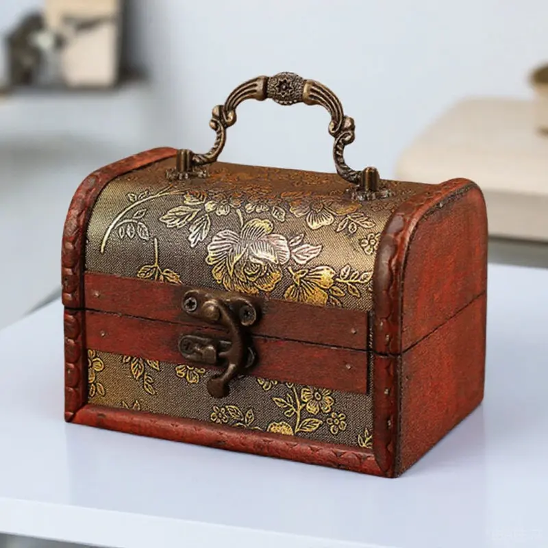 

1Pcs Stylish Delicate Wood Necklace Box Premium Jewelry Case Vintage Gift Wrapping Box for Small Gifts Sundry Storage Desktop