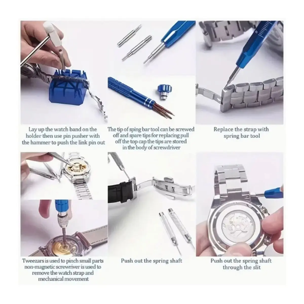 【MUST-HAVE LIST】 Watch Repair Kit, Battery Change, Band Resize, Case Opener & Cleaning Tools,Easy Carry Tool Bag Included