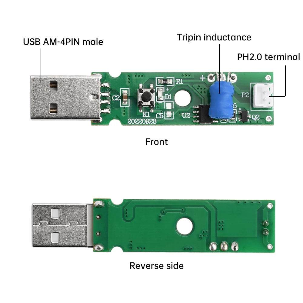 Ultrasonic Nebulizador Módulo Umidificador, DIY Acessórios, Pulverizador, 2 Modos, Interface USB ajustável, Luz indicadora, DC 5V