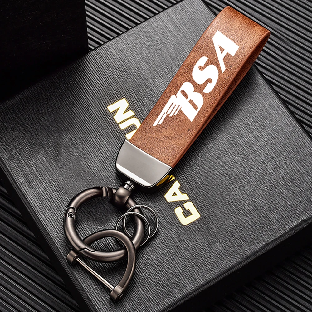 High-Grade Leather Motorcycle Keychain Holder Keyring Accessories for BSA B65 Scrambler 650 / Bantam 350 / BB / BSA24 / BSA30
