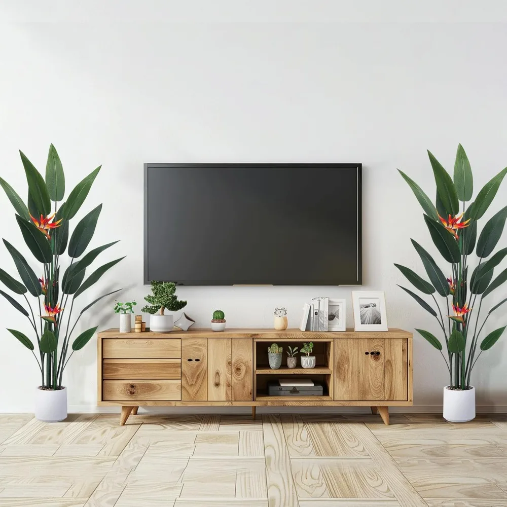 نبات طائر الجنة الاصطناعي بطول 5 أقدام مع وعاء - شجرة استوائية وهمية واقعية لديكور المكاتب المنزلية #6