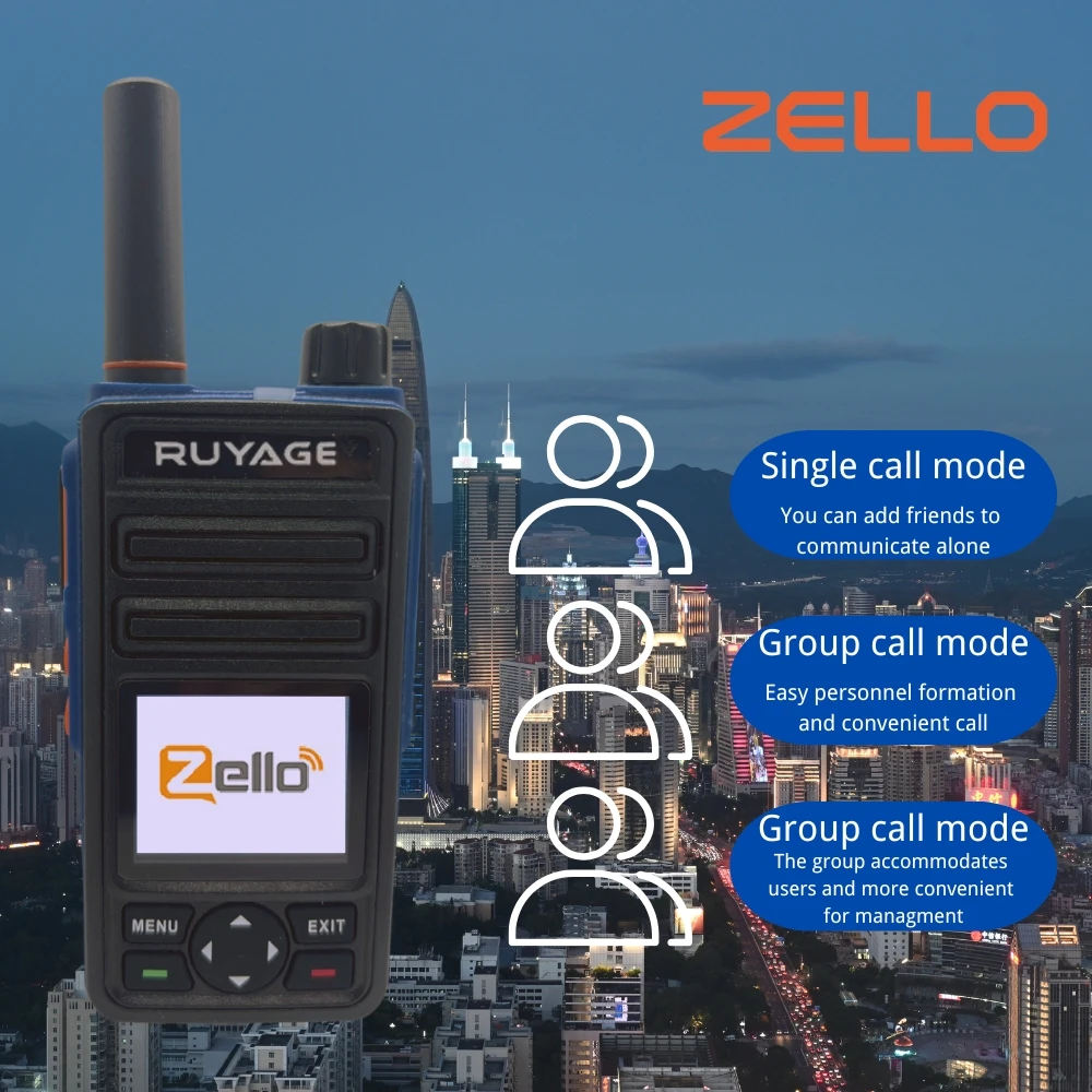 Ruyage-RY58 Zello Walkie Talkie, 4G Radio with Sim Card, WiFi, Bluetooth, Long Range, Powerful, Powerful, 100km