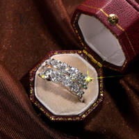 TY 10 Gems Full Moissanite Rings For Women Sparkling Flawless Lab Created Diamond Wedding Band S925 Sterling Silver Jewelry