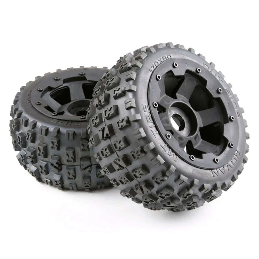 Tyres and Wheel Hub Set for 1/5 Hpi Km Baja 5B Rc Car Parts- Rear 170X80