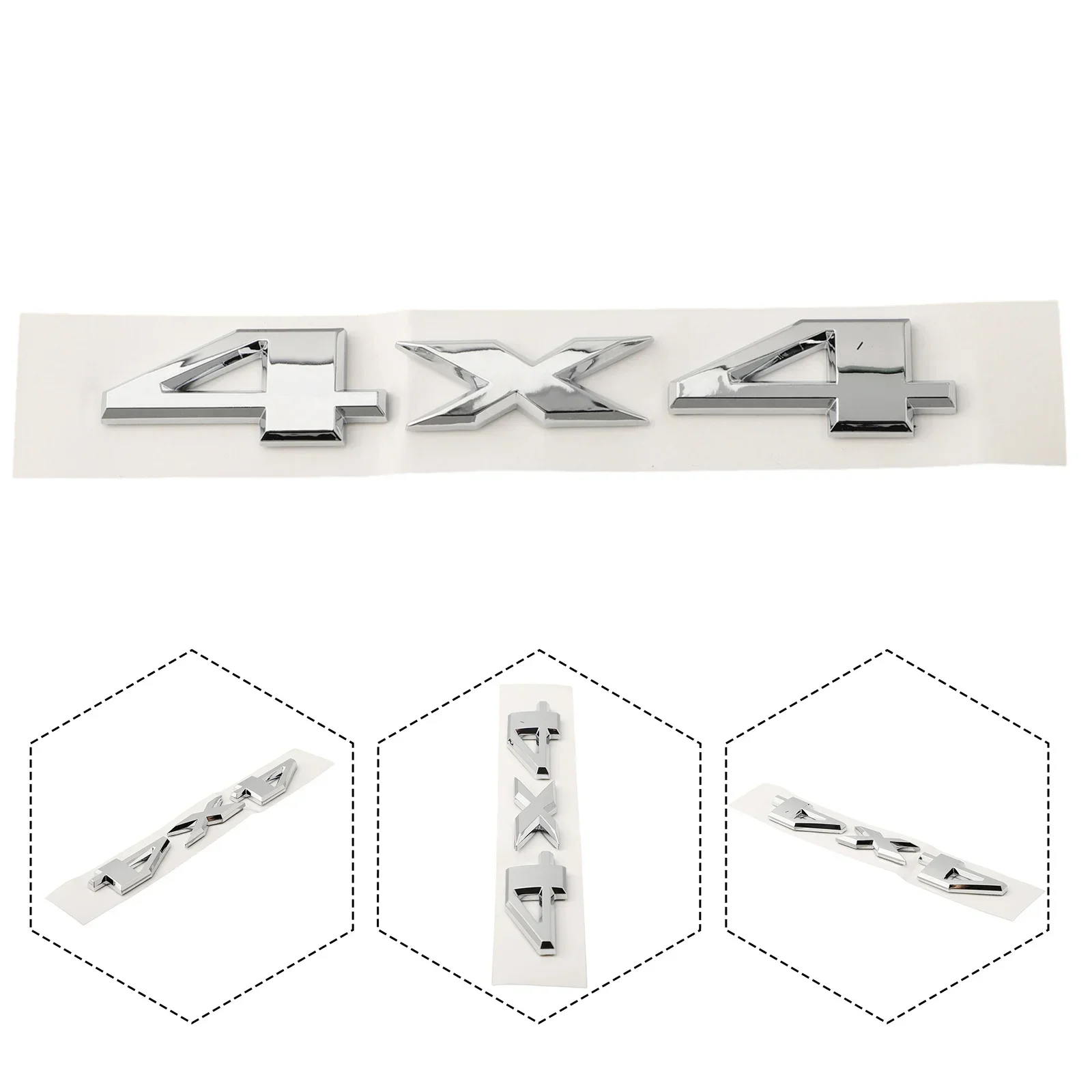 車用シルバーリアエンブレムバッジ、トラックネームプレート、ドアサイドフェンダー、4x4、ダッジラム1500 2500 3500