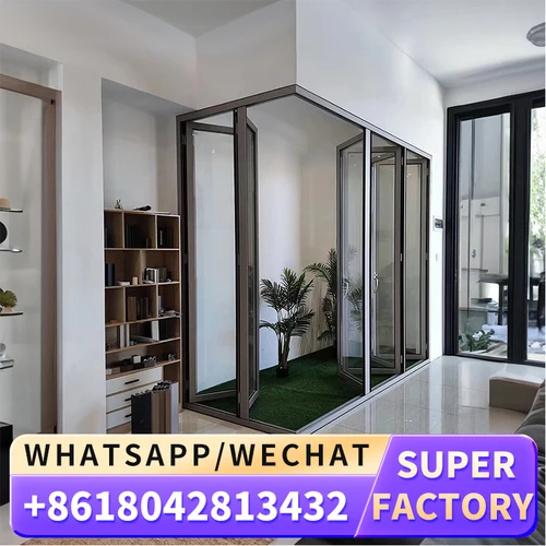 창문 G52-65 알루미늄 합금 접이식 문짝, 알루미늄 유리, 피팅 포함, 이중 접이식 슬라이딩 도어 및 창문 