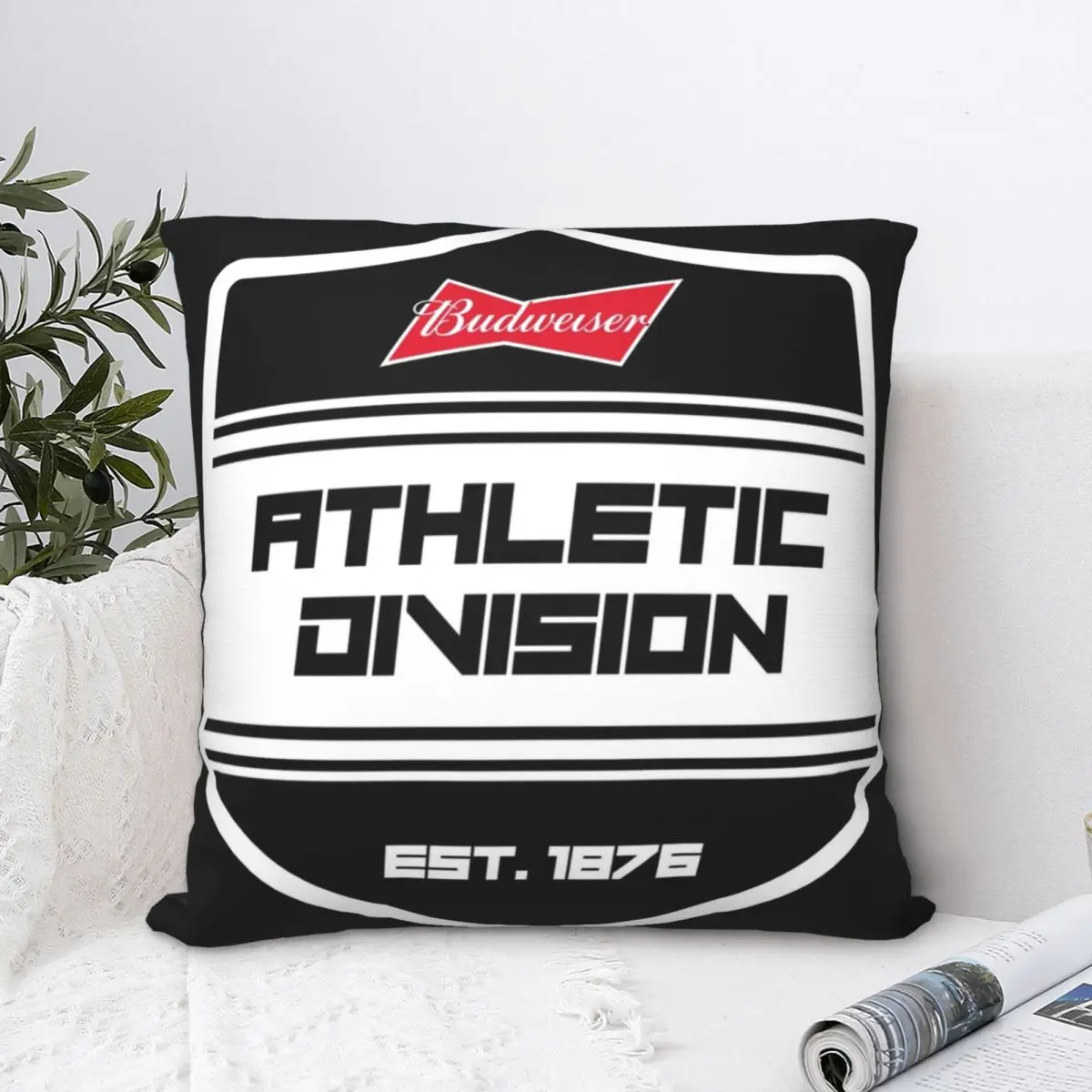 Budweiser Beer Athletic Workout Square Pillowcase Polyester Pillow Cover Velvet Cushion Zip Decorative Comfort Throw Pillow Sofa