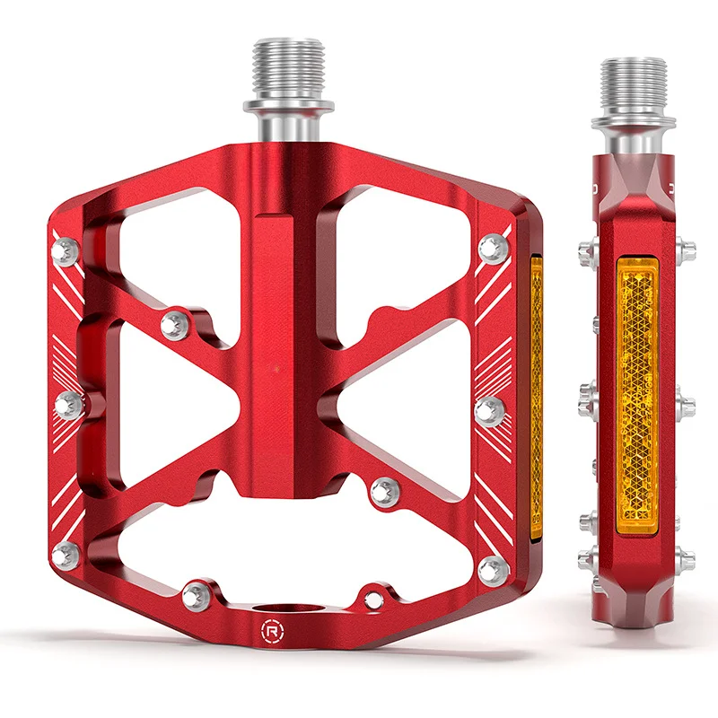 Aluminum Alloy Bike Pedals with Reflective Stickers for Night Riding Compatible with Most Bicycles 101x15x118mm