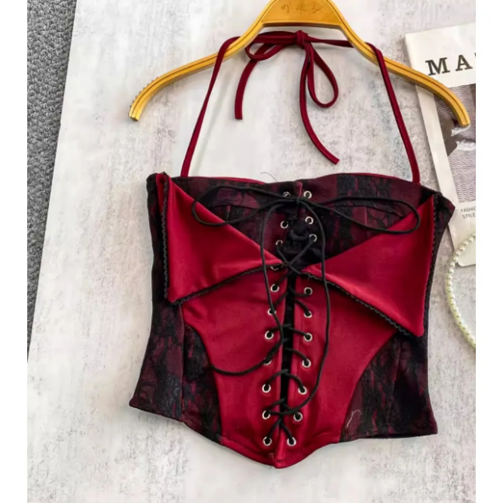 

Women Chic camis Draw String halter off shoulder Sexy Sleeveless summer Fashion tank Tops Women Crop Top