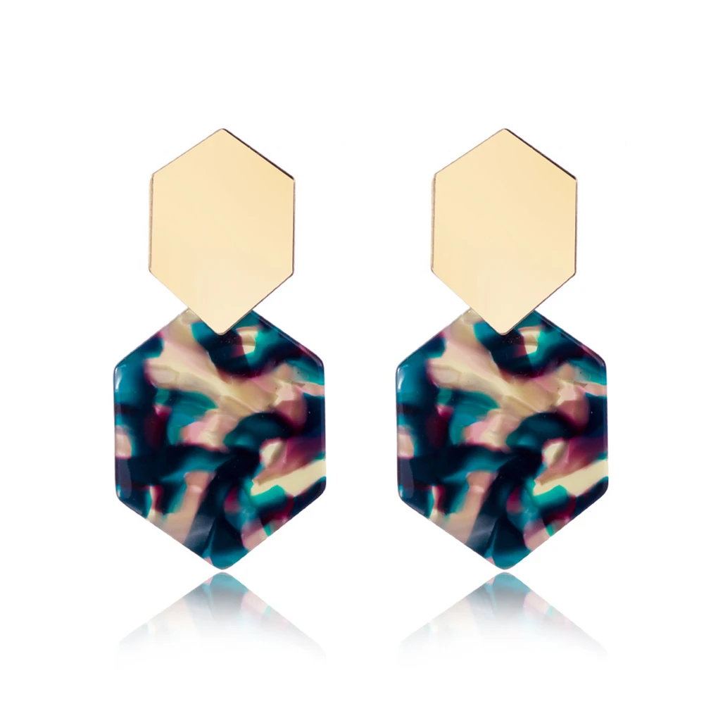 Dangle Earrings Geometric Earring Daily Wear Hexagon Ear Hook House Beach